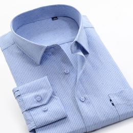 6XL 7XL 8XL 9XL 10XL 12XL 14XL camisa de manga larga suelta informal de negocios de algodón cómoda camisa a rayas de marca de otoño para hombre 210316