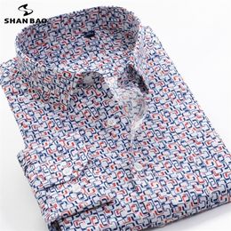 6XL 7XL 8XL 9XL 10XL SHANBAO MERK Oversized Size Heren Herfst Casual Lange mouwen Geometrische Patroon Gedrukt Klassiek 220322