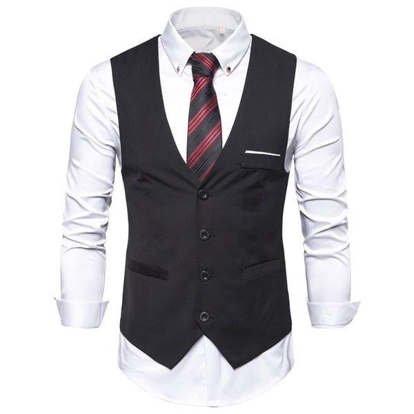 6XL Tamaño grande para hombre Negro Azul Rojo Vestido Chaleco Chaleco para hombres Sin mangas Blazer Business Casual Traje Chalecos Formal Chaleco Hombre 201124