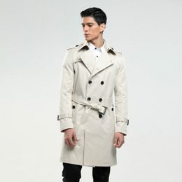 Heren Trench Coat Size Custom-Tailor Engeland Double-Breasted Long Slim Business Casual Jacket
