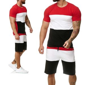 6XL grande taille 2021 hommes ensembles 2 pièces tenue Sport ensemble rayure imprimer survêtements décontracté été mode vêtements court survêtement X0610