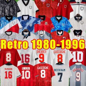 6xl retro Shearer Beckham Soccer Jerseys Inglaterra Gerrard Scholes Owen Heskey Gascoigne Vintage Classel Camiseta de fútbol 84 85 86 87 1980 1982 1989 1990 1992 1994 534 534