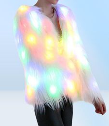 6xl femmes fausse fourrure LED Light Coat Costumes de Noël Cosplay Y Veste de fourrure Outwear Winter Warm Festival Party Club Overcoat Y2009266792588