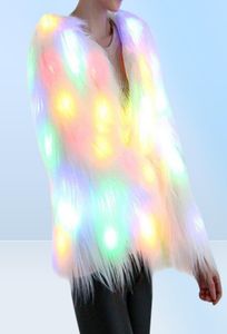 6xl femmes fausse fourrure LED Light Coat Costumes de Noël Cosplay Y Veste de fourrure Outwear Winter Warm Festival Party Club Overcoat Y2009261182378