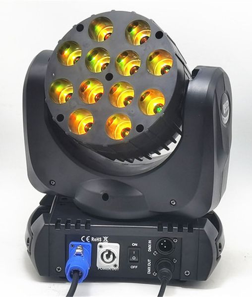 Lumière de scène à tête mobile à faisceau 2XLED 12x12W RGBW 4 en 1, quatre LED pour dj de mariage, 9/16 canaux