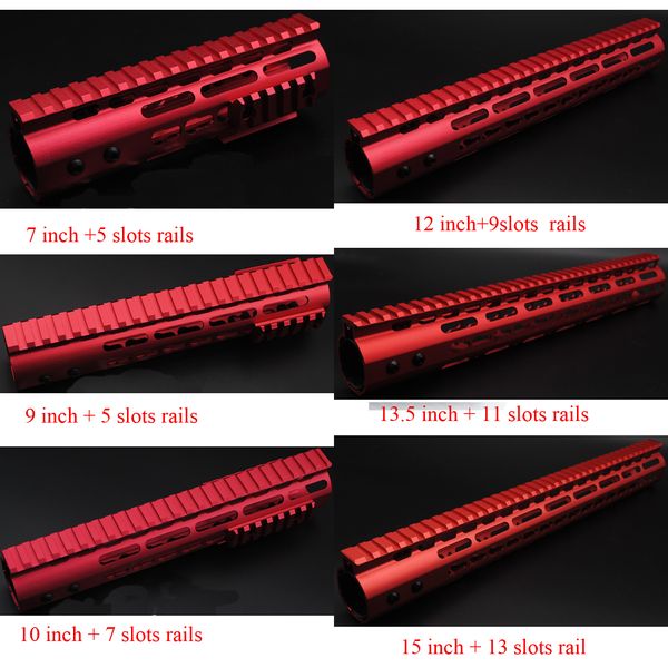 7 '' 9 '' 10 '' 12 '' 13.5 '' 15 '' garde-main Keymod à montage sur Rail rouge avec écrou en acier pour AR-15/.223/5.56