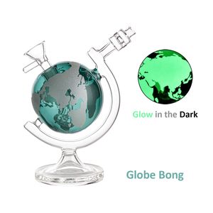 7.1 inch glasbol Bong Planet Aarde Recycler Hookah Glow in het donker met 14 mm mannelijke glazen kom rokende accessoires voor rookwaterpijp Dab Rig H5568