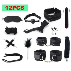 7/10/12 stks bondage kit bdsm lederen bondage set terughoudendheid kits volwassen games erotische speeltjes voor vrouwen koppels slaaf handboeien 240130