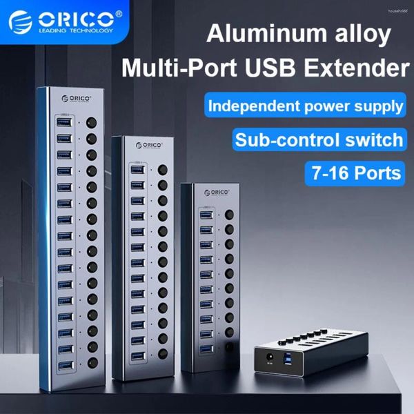 Adaptateur d'alimentation séparateur Hub USB 7/10/13 ports 3.0, extension multi-ports en alliage d'aluminium avec interrupteur pour accessoires d'ordinateur portable