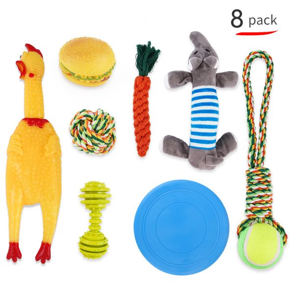 7/10 Pack jouet pour chien de compagnie pour grands petits chiens balle brosse à dents jouet pour chien produits de noël pour chiens accessoires de jouet à mâcher