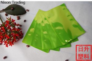 7 * 10 cm, 200 stks / pack x Groene aluminized mylar platte tassen-aluminium folie theezakje packing pouch genezen open zegel / waterdichte zak