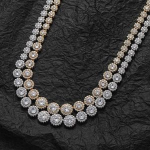 7-12mm de large Taille progressive Forme de fleur Circulaire Mix And Match Zircon Tennis Collier Hip Hop Couple Homme Femme Style Argent Couleur Esthétique Bijoux Accessoires