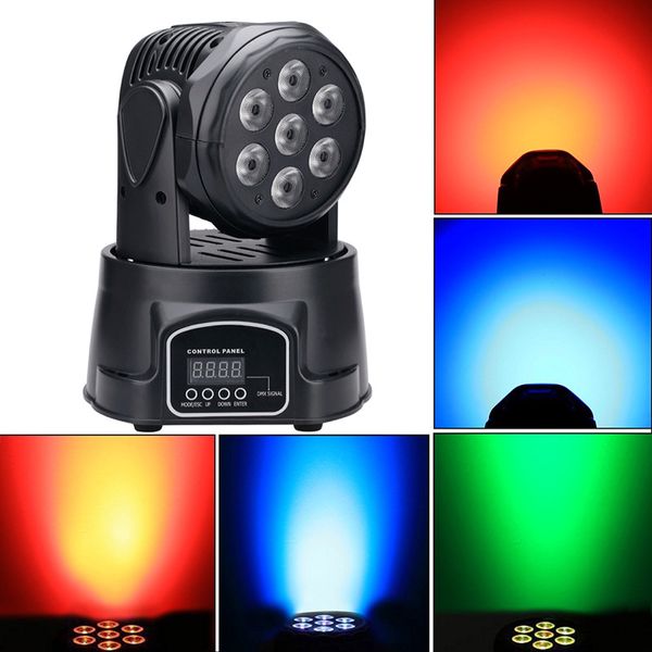 Cabezal de luces LED móviles 7* 12W 4 en 1 MINI luz de escenario de lavado RGBW de alto brillo