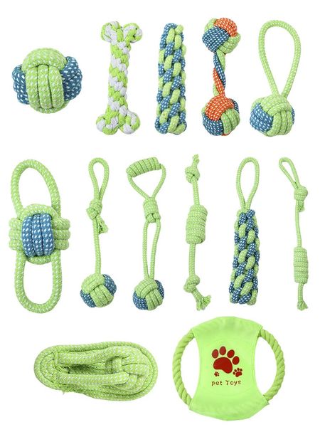 7-13PCS Set Perro Cuerda de algodón Dientes Limpieza Juguetes Interactivo Mini Bola de masticación para accesorios para perros para masticar entrenamiento antiestrés 240130