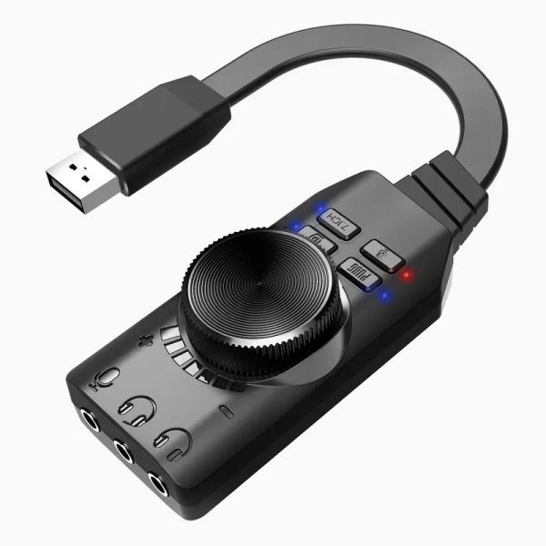 7.1 CHANLEL CARJETA DE SONIDO DE JUEGO DE COMPUTADORA USB EXTERNA PARA PUBG Gaming Tarjeta de audio externa de 3.5 mm Adaptador USB enchufe y reproduce la computadora portátil para PC