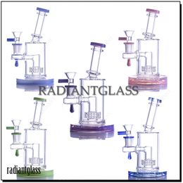 7,1 pouces Narguilés Couleur filtre matriciel à fond rond perc Mini dab rigs qualité verre clair bong percolateur en ligne conduite d'eau avec bol de 14 mm bongs