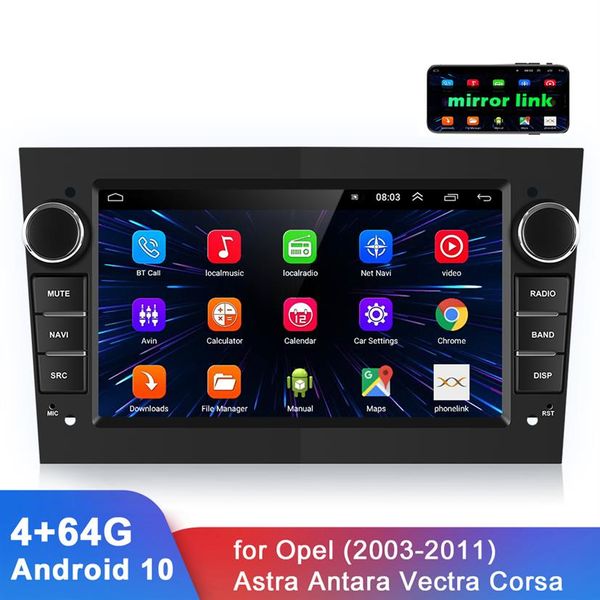 7 2 Din Android 10 Autoradio 4G 64G GPS Bluetooth Audio stéréo miroir lien FM Autoradio lecteur multimédia pour Opel Astra231o