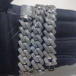 Colliers Hip Hop en pierre CZ AAA pour hommes, 7 à 26, pavé scintillant, bordure Miami, chaîne à maillons cubains, bijoux de rappeur, peut ouvrir L217F