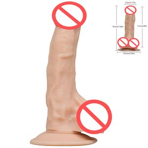 7.28inch ventosa consolador con bolas de carne flexible Extra Grande Grande artificial Pene Anal clítoris femenino Masturbador Juguetes sexuales