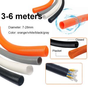7-28 mm 3Mètre noir / blanc / gris / orange pp isolé tuyau de tuyau ondulé tuyau de tuyau en plastique