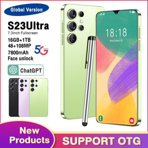 7.3 pulgadas Full Touch S23 Ultra 5G Cell Teléfono 1 TB 4G Teléfonos móviles Originales Faciales Desbloqueos Octa Core teléfono inteligente Teléfonos móviles Puff 256GB 512GB