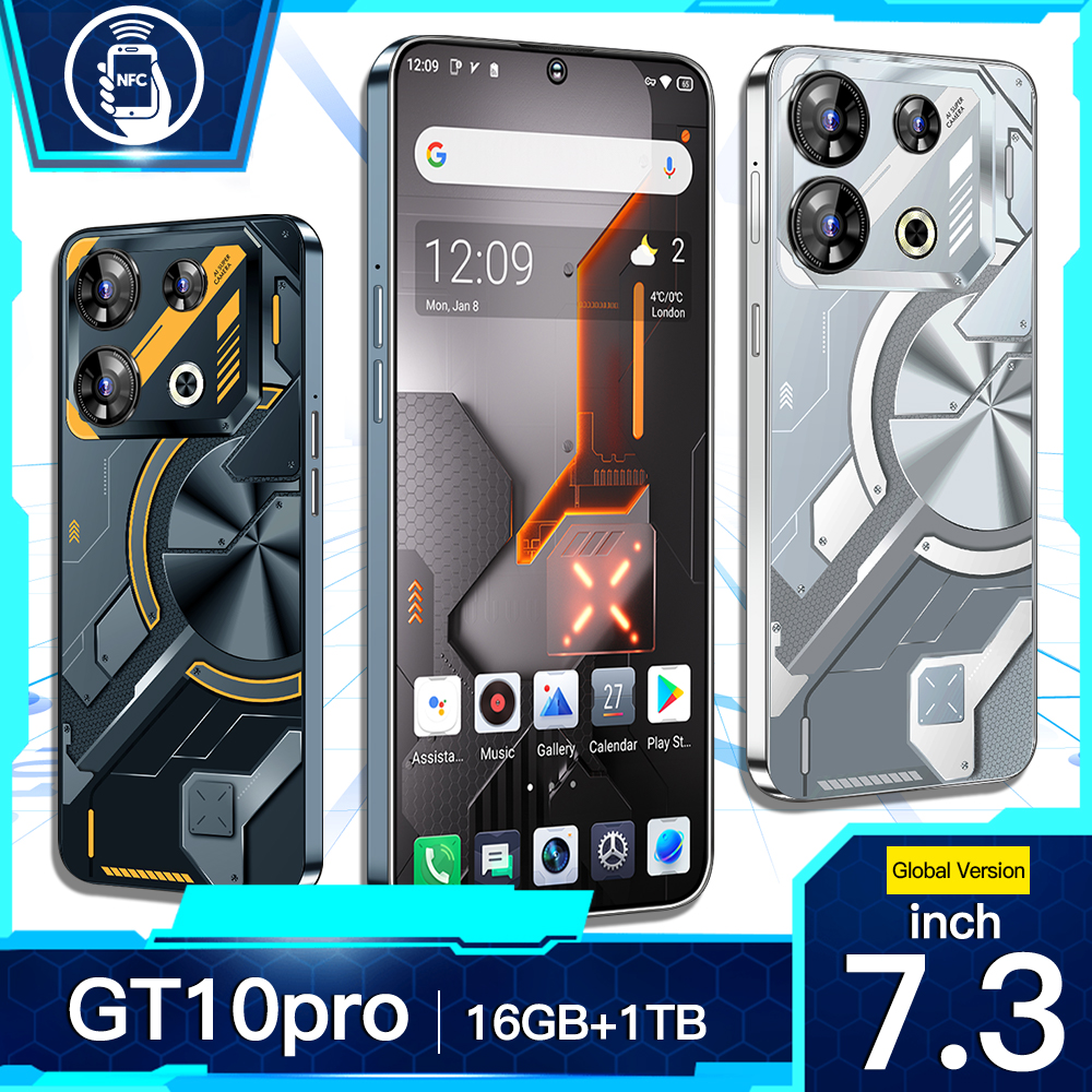 7.3-inch GT10Pro-telefoon ontgrendelt NFC-functies 256 GB 128 GB Touchscreen USB-telefoon Android Smartph