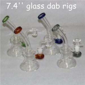 7,4 pouces Mini Dab Rig Bongs En Verre Épais Inline Perc Narguilés Conduites D'eau 14mm Joint Oil Rigs Bong Avec 4mm Quartz Banger