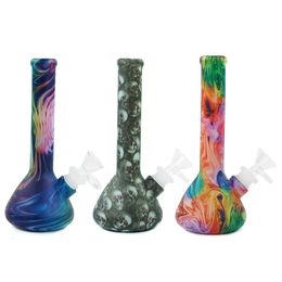 Siliconen Bongs Beaker Hookahs Tobacco Water Pipe Bong DAB RIGS 7.4 "Gloed in het donker