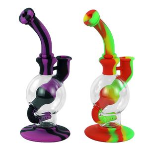 Pipe en verre bongs bong silicone fumer chicha narguilés conduites d'eau forme de boule 7.4 filtrable