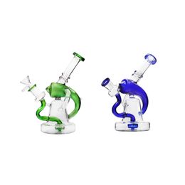 7.48inch 14mm Bent Neck Showerhead Perc Pipe à eau en verre Bong Dab Rig