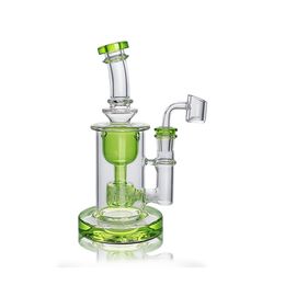 7,48 pouces Taurus Incycler Unique graine de vie percolateur bécher clair vert dab plate-forme conduite d'eau 14mm Joint verre Bong bol US entrepôt commande au détail livraison gratuite