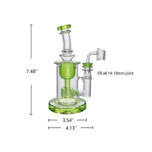 7.48 pouces Taurus Incycler Unique graine de vie percolateur vert clair vert dab rig tuyau d'eau fonction tornade verre bong bol entrepôt américain commande au détail livraison gratuite