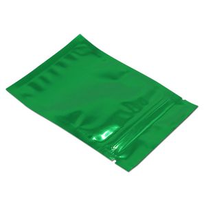 7.5 * 10cm 200pcs mylar vert fermeture à glissière supérieure sacs d'emballage alimentaire thermoscellage feuille d'aluminium pack pochettes pour noix bonbons café odeur preuve fermeture à glissière sac