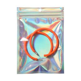 7.5 * 12cm Rainbow Kleurrijke Zip Lock Mylar Foil Geoicey Packing Tassen 100 stks / partij Holografische Gift Verpakking Zakjes voor droog voedsel en fruit