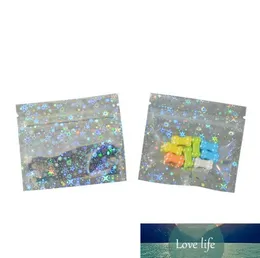 7.5*6.5cm clair Mini fermeture éclair holographique Mylar sacs d'emballage 100 pièces coloré arc-en-ciel échantillon puissance emballage sacs pilules sac de rangement