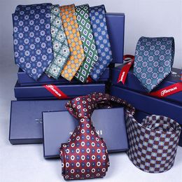 7 5cm Silk For Men Tie Geometric patterns Necktie Suit Business Wedding Party Formal Neck Ties Gifts Cravat256p