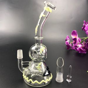 7.5 inches Night Glow Glass Water Bongs Hookahs Honingraat en Inline Perc DAP Rig Bong Eye Pattern Pipes voor Chicha