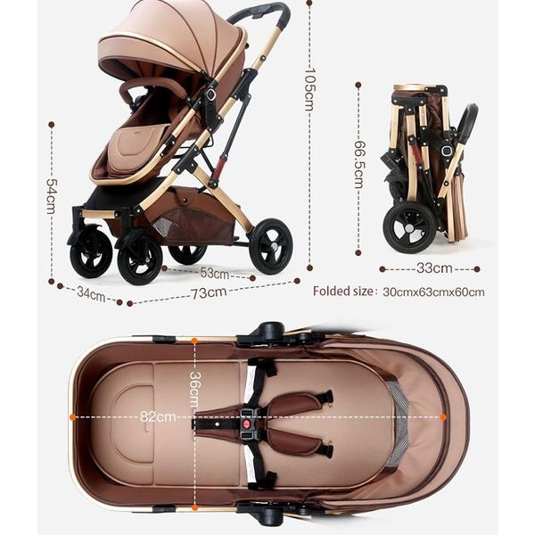 Poussette de luxe réversible 2 en 1 pour bébé, 7 à 5Kg, Portable, paysage haut, maman, rose, voyage, poussette pour bébé, #1347x