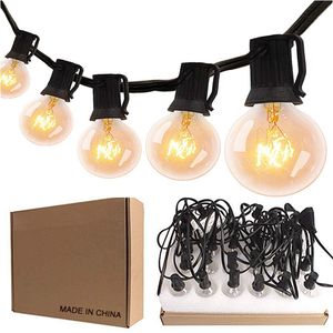 Guirnalda de luces para exteriores de 7,5 m y 15m, luz blanca cálida para Patio, bombillas G40 E12, guirnalda de jardín para Patio, luces decorativas para bodas