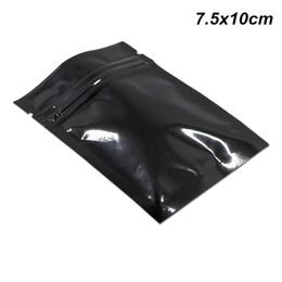 7 5x10cm noir 100pcs feuille mylar à fermeture éclair zippe rangement alimentaire emballage sachet en aluminium feu auto-scellant sacs sacs 162a