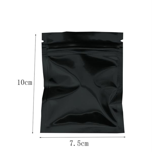 7 5x10 cm Bolsas de papel de aluminio autoselladas negras Bolsa de embalaje de alimentos a granel Mylar Paquete a prueba de olores Bolsa con cremallera 100 unids lot216W