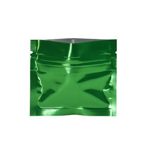 7.5x6.3 cm Petits sacs d'emballage alimentaire en Mylar vert à fermeture éclair 500 pcs/lot thermoscellable papier d'aluminium étanche alimentaire thé café sachets de stockage anti-odeur