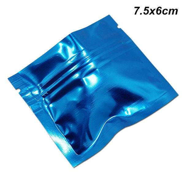 7 5X6 cm 100 Piezas Azul Reutilizable Papel de Aluminio Bolsas de Envasado de Alimentos para Dulces Snack Papel de Aluminio Autoadhesivo Mylar Cremallera Almacenamiento Embalaje2644