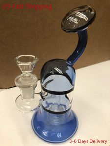 7.6In Assorted Color Blue Percolator Glas Water Bong Pipe Beaker Hookah-waterpijp