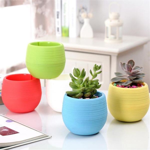 7*7 cm Mini Pots De Fleurs 5 Couleurs Rondes En Plastique Jardinières Fuite Trou D'eau Conception Pot De Fleurs Plantes Succulentes Jardin Bonsaï Pot Maison