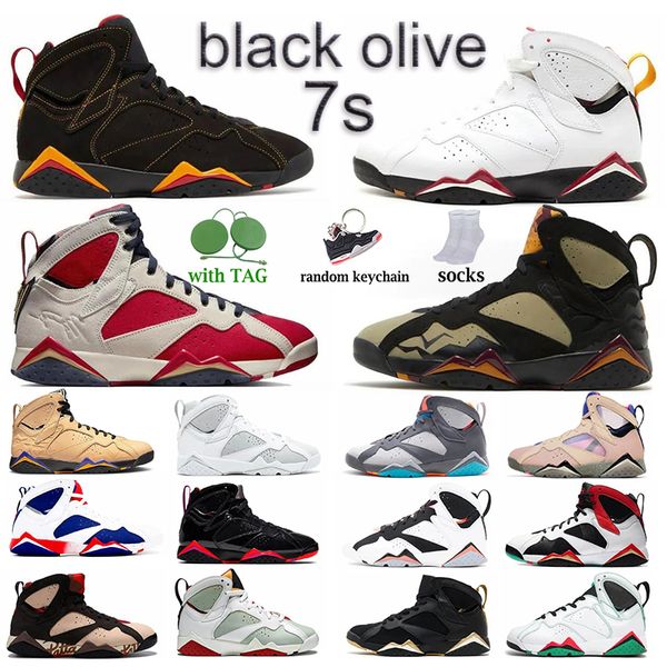 7 7s hombres mujeres zapatos de baloncesto negro oliva pedernal cítricos cardenal afrobeats psg ray allen dinero puro tinker alternativo topacio niebla momento dorado zapatillas deportivas para hombre