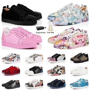 met doos rode bodemschoenen heren dames vlakke sneakers ontwerper lage gesneden zwart wit lederen klinknagels tripler loafers vintage plaat-formaat luxe big size 13 trainers