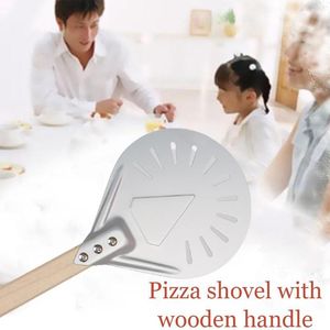 7 8 9 Inch Geperforeerde Pizza Rotate Peel Schop Aluminium Houten Handvat Paddle Korte Tool Non Slip