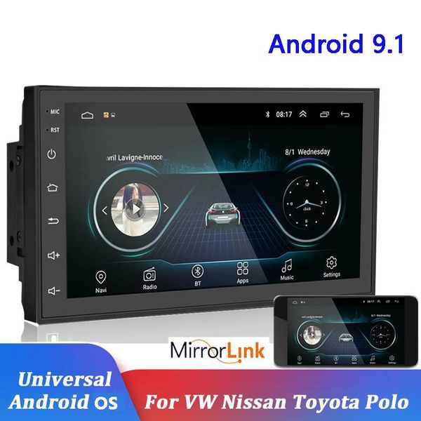 9 pulgadas Universal Auto GPS Navigator Reproductor de DVD para automóvil Sistema de navegación con sistema operativo Android 9.1 MP5 Bluetooth AVIN 2.5D Soporte de pantalla Mirror Link