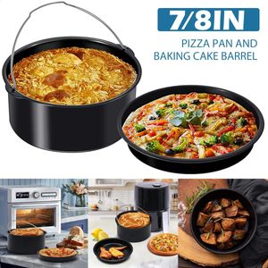 Moule de cuisson 7/8 pouces Moule antiadhésif Air Fryer Round Baking Cake Pan Set For Pizza Gâteau Cuisine Accessoires de pâtisserie pour Fryer Air 240325